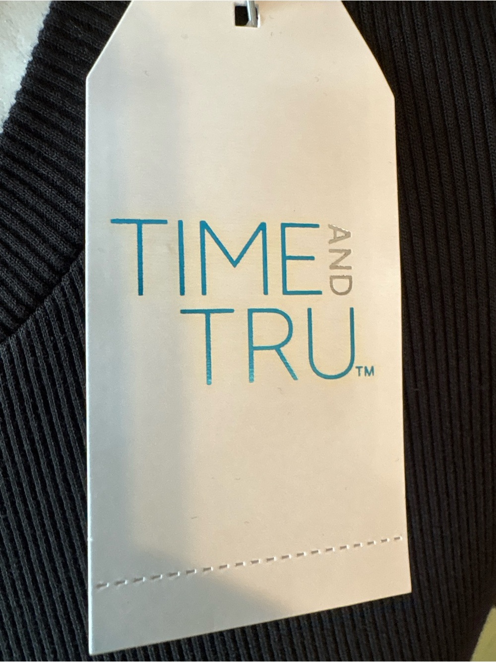 5/$30 Time & Tru Classic Short Sleeve A-Line Rib Knit Dress - Black NWT M - Picture 2 of 9